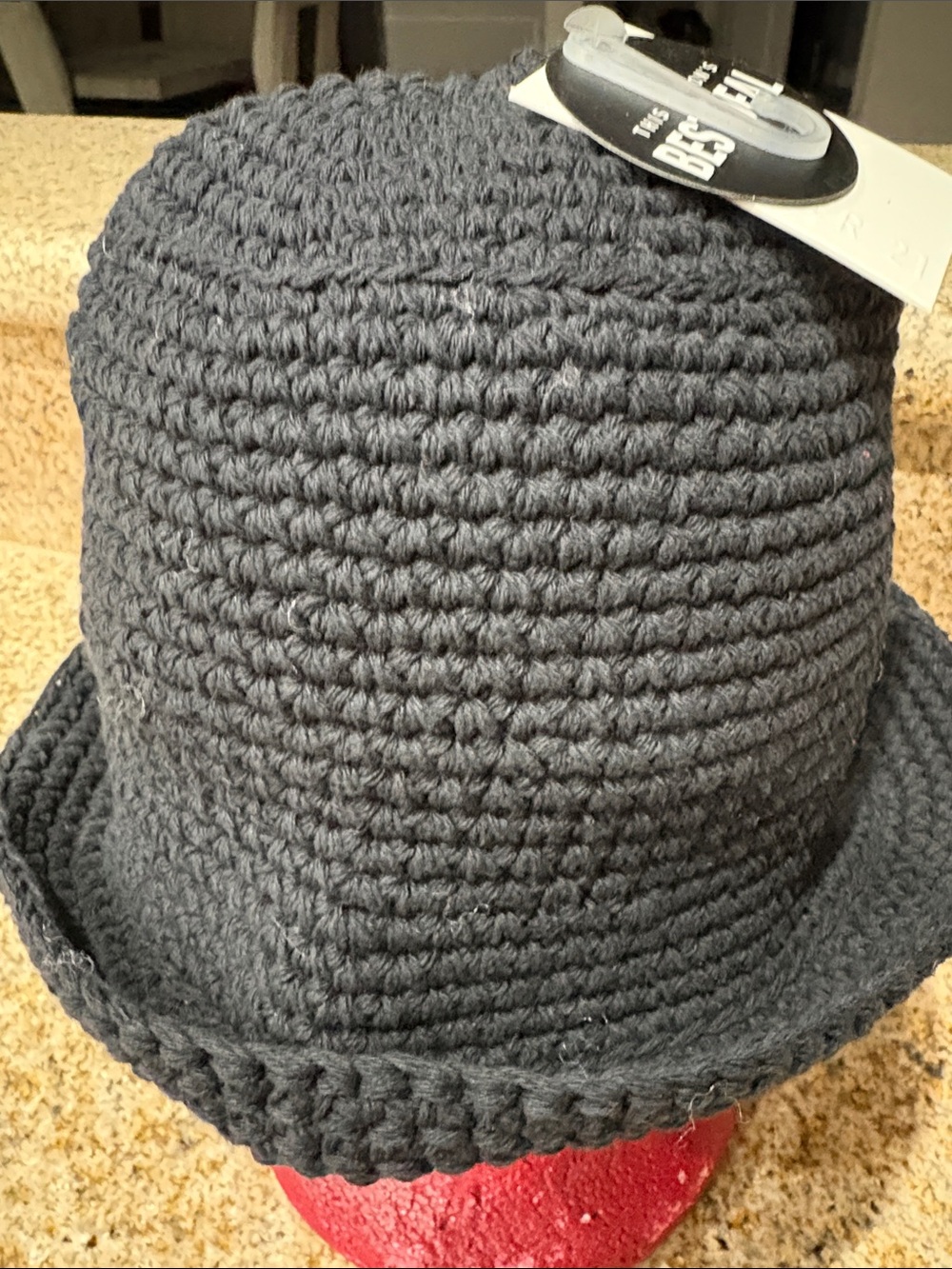 Forever 21 Black Crochet Knit Bucket Hat